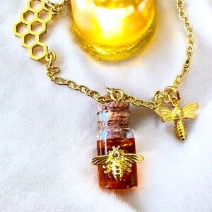 Golden Honey Bee Charm Necklace